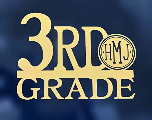 Custom Initial 3rd Grade Monogram School Decal-WickedGoodz