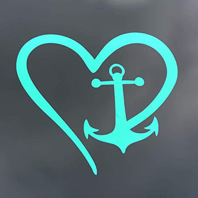 Custom Vinyl Heart Boat Anchor Decal, Nautical Love Bumper Sticker, for Tumblers, Laptops, Car Windows-WickedGoodz