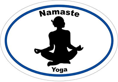 WickedGoodz Oval Blue Yoga Namaste Vinyl Decal - Ohm Bumper Sticker - Perfect Yoga Gift-WickedGoodz