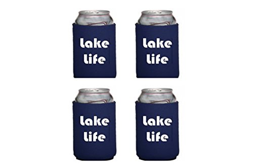 WickedGoodz Set of Four Lake Life Insulated Neoprene Can Coolers - Lake Life What Happens at the Lake stays at the Lake Can Sleeves - 12oz Can Insulated Can Cozy-WickedGoodz