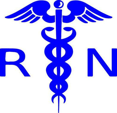 WickedGoodz Blue Caduceus RN Nurse Vinyl Window Decal Transfer - Nurse Bumper Sticker - Registered RN Nurse Gift-WickedGoodz