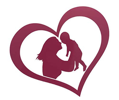 Custom Heart Shaped Mother Baby Vinyl Decal - Mom Bumper Sticker-WickedGoodz