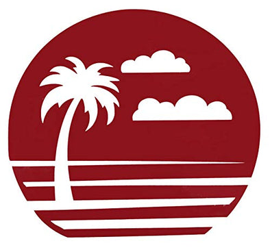 Custom Vintage Sunset Palm Vinyl Decal - Beach Bumper Sticker, for Tumblers, Laptops, Car Windows - Pick Your Size and Color-WickedGoodz