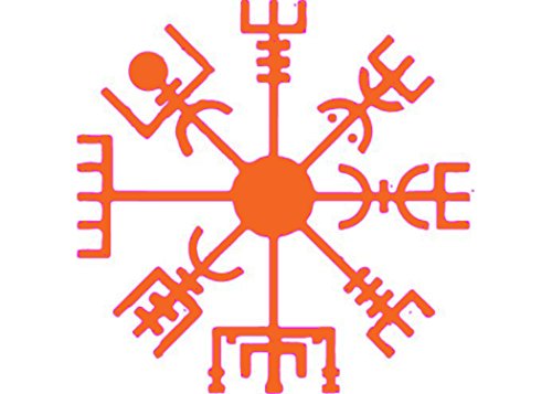 WickedGoodz Orange Vegvísir Viking Rune Compass Vinyl Window Decal - Norse Bumper Sticker - Perfect Scandinavian Gift-WickedGoodz