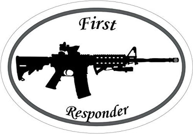 WickedGoodz Oval Vinyl First Responder Ar-15 Decal - AR15 Bumper Sticker - Perfect 2nd Amendment Gift-WickedGoodz