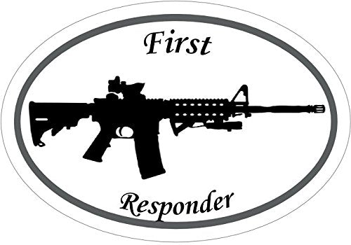 WickedGoodz Oval Vinyl First Responder Ar-15 Decal - AR15 Bumper Sticker - Perfect 2nd Amendment Gift-WickedGoodz