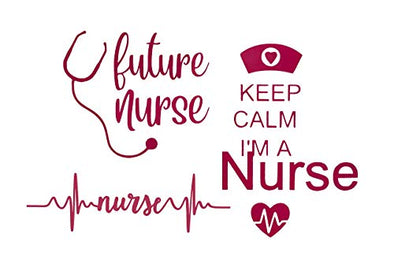 Custom Nurse Decal Gift Set - Future Nurse, Keep Calm, Pulse Heartbeat Nurse Vinyl Decals Bundle - Nursing Student Bumper Sticker, for Tumblers, Laptops, Car Windows - 3pc Set Pick Size and Color-WickedGoodz