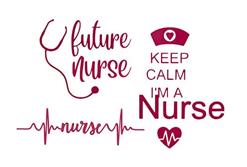 Custom Nurse Decal Gift Set - Future Nurse, Keep Calm, Pulse Heartbeat Nurse Vinyl Decals Bundle - Nursing Student Bumper Sticker, for Tumblers, Laptops, Car Windows - 3pc Set Pick Size and Color-WickedGoodz