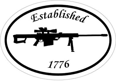 Oval Vinyl 1776 50 Cal Decal - 2nd Amendment Bumper Sticker-WickedGoodz