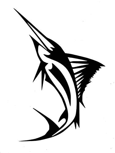 Custom Swordfish Vinyl Decal - Personalized Sailfish Fishing Bumper Sticker, for Tumblers, Laptops, Car Windows - Tribal Design-WickedGoodz