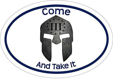 WickedGoodz Oval Vinyl Come Take It Spartan Vinyl Decal - Patriotic Bumper Sticker - Conservative Gift-WickedGoodz