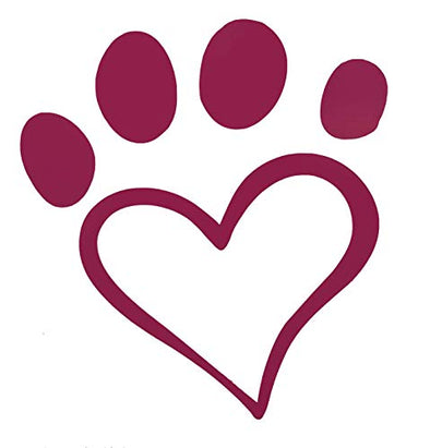 Custom Heart Shaped PawPrint Vinyl Decal Dog Bumper Sticker-WickedGoodz