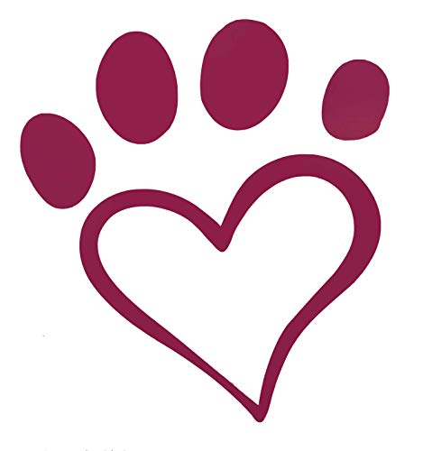 Custom Heart Shaped PawPrint Vinyl Decal Dog Bumper Sticker-WickedGoodz