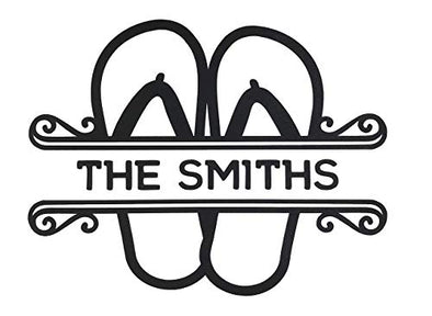 Custom Name with Sandal Double Flip Flops Family Vinyl Decal - Personalized Bumper Sticker, for Tumblers, Laptops, Car Windows-WickedGoodz