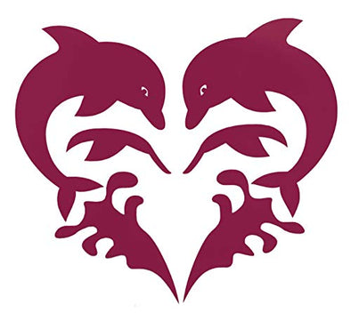 Custom Heart Shaped Jumping Dolphins Vinyl Decal Sea Life Bumper Sticker-WickedGoodz