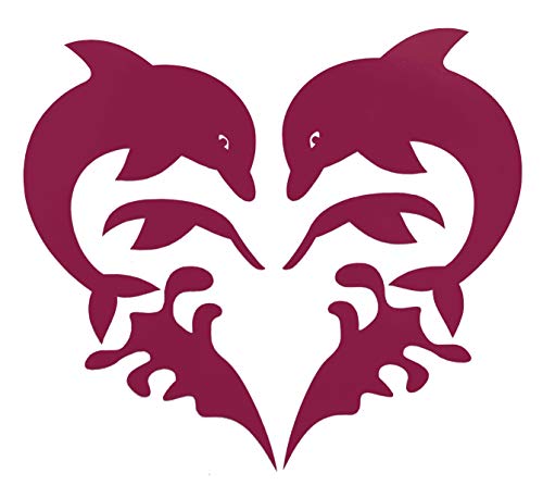 Custom Heart Shaped Jumping Dolphins Vinyl Decal Sea Life Bumper Sticker-WickedGoodz