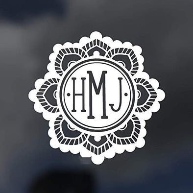 Custom Mandala Monogram Decal - Personalized Sticker, for Walls, Tumblers, Laptops, Car Windows - Choose Size and Color and Letters - Style 2-WickedGoodz