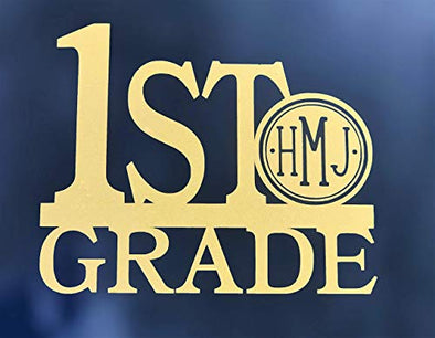 Custom Monogram Vinyl Decal Sticker - For Cups Windows Tumblers Cars Bumpers - 1st Grade School - Choose Size Color Letters-WickedGoodz