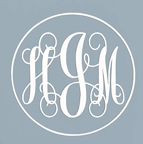 Custom Initial Monogram Vinyl Decal Circle Script Letter Design-WickedGoodz