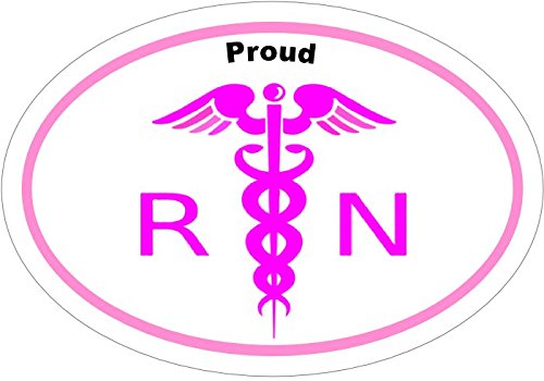 WickedGoodz Oval Pink and White Proud RN Nurse Vinyl Decal - Nurse Bumper Sticker - Nursing Pinning Graduate Gift-WickedGoodz