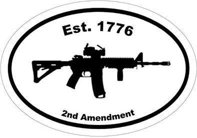 Oval Vinyl Est. 1776 Ar-15 Decal - Ar15 Bumper Sticker - 2nd Amendment Gift-WickedGoodz