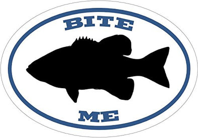 WickedGoodz Oval Bite Me Bass Fishing Vinyl Decal - Fish Bumper Sticker - Perfect Angler Gift-WickedGoodz