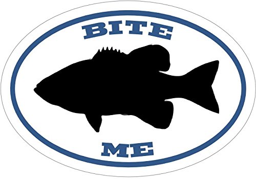 WickedGoodz Oval Bite Me Bass Fishing Vinyl Decal - Fish Bumper Sticker - Perfect Angler Gift-WickedGoodz