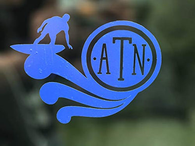 Monogram Surfer Decal Surfing Initial Sticker-WickedGoodz