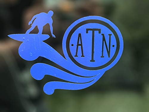 Monogram Surfer Decal Surfing Initial Sticker-WickedGoodz