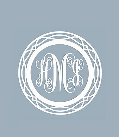 Custom Initial Monogram Vinyl Decal Bumper Sticker, for Tumblers, Laptops, Car Windows - Pretty Round Script Letter Design - Style 2-WickedGoodz