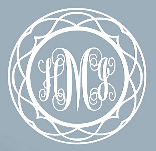 Custom Initial Monogram Vinyl Decal Bumper Sticker, for Tumblers, Laptops, Car Windows - Pretty Round Script Letter Design - Style4-WickedGoodz