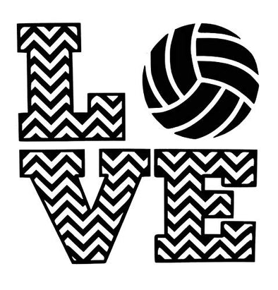Custom Chevron Love Volleyball Vinyl Decal-WickedGoodz