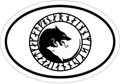 WickedGoodz Oval ÚLFHÉÐNAR Wolf Vinyl Decal - Viking Bumper Sticker - Perfect Norse Scandinavian Gift-WickedGoodz