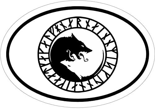 WickedGoodz Oval ÚLFHÉÐNAR Wolf Vinyl Decal - Viking Bumper Sticker - Perfect Norse Scandinavian Gift-WickedGoodz