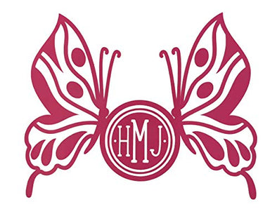 Custom Butterfly Monogram Vinyl Decal-WickedGoodz
