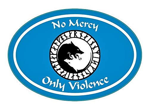 WickedGoodz Oval ÚLFHÉÐNAR Rune No Mercy Only Violence Wolf Vinyl Decal - Viking Bumper Sticker - Perfect Icelandic Scandinavian Gift-WickedGoodz