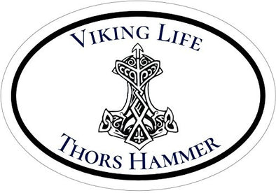 Thors Hammer Viking Life Vinyl Window Decal - Viking Rune Bumper Sticker - Norse Scandinavian Gifts-WickedGoodz