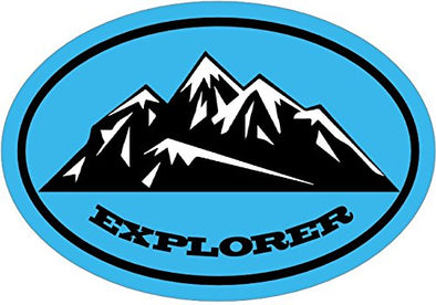 WickedGoodz Oval Blue Explorer Mountain Vinyl Decal - Hiking Bumper Sticker - Perfect Explorer Outdoors Gift-WickedGoodz