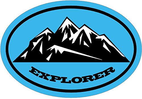 WickedGoodz Oval Blue Explorer Mountain Vinyl Decal - Hiking Bumper Sticker - Perfect Explorer Outdoors Gift-WickedGoodz