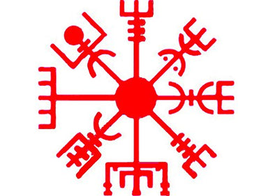 Viking Decal - Red Vegvísir Viking Compass Vinyl Sticker - Viking Bumper Sticker - Vegvísir Rune Sticker - Compass Decal - Perfect Viking Gift - Made in The USA-WickedGoodz
