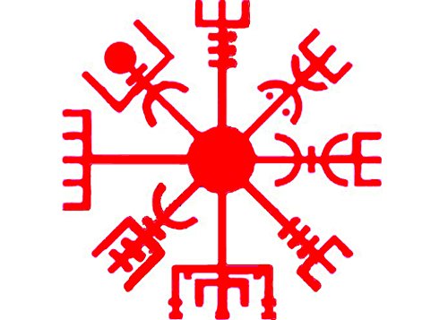 Viking Decal - Red Vegvísir Viking Compass Vinyl Sticker - Viking Bumper Sticker - Vegvísir Rune Sticker - Compass Decal - Perfect Viking Gift - Made in The USA-WickedGoodz