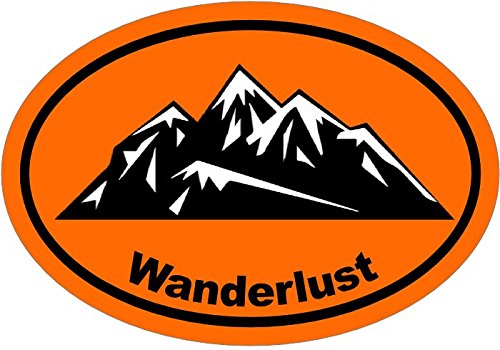 WickedGoodz Oval Orange Wanderlust Mountain Vinyl Decal - Hiking Bumper Sticker - Perfect Outdoor Gift-WickedGoodz