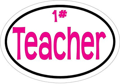 WickedGoodz Oval Vinyl Pink 1# Teacher Decal-WickedGoodz