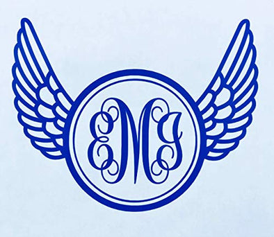 Custom Wings Monogram Decal - Personalized Initial Sticker, for Walls, Tumblers, Laptops, Car Windows - Choose Size and Color and Letters-WickedGoodz