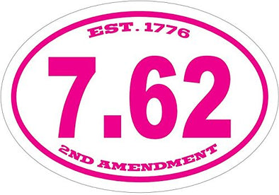 WickedGoodz Pink Oval Vinyl 1776 7.62 Decal - Ak-47 Bumper Sticker - Perfect 2nd Amendment 762 Ak47 Gun Gift-WickedGoodz