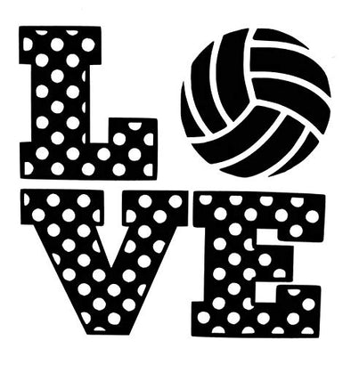 Custom Polka Dot Love Volleyball Vinyl Decal Volleyball Bumper Sticker-WickedGoodz