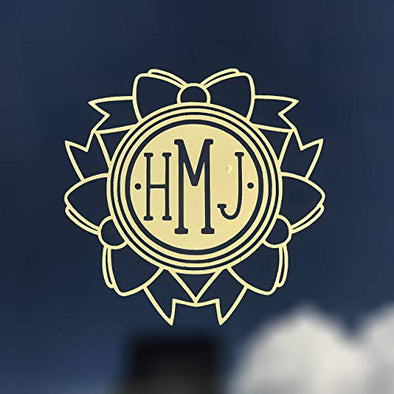 Monogram Circle Bow Vinyl Decal Initial Sticker-WickedGoodz