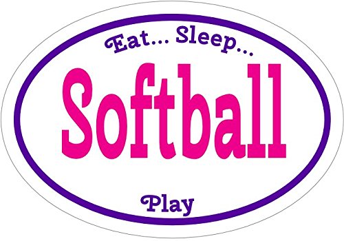 Oval Eat Sleep Play Softball Vinyl Decal Softball Team Gift-WickedGoodz