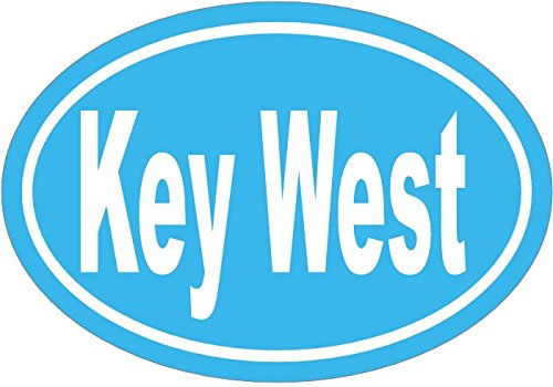 WickedGoodz Oval Blue Key West Vinyl Decal - Florida Bumper Sticker - Perfect Beach Vacation Souvenir Gift-WickedGoodz