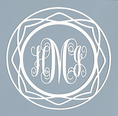 Custom Initial Monogram Vinyl Decal Bumper Sticker, for Tumblers, Laptops, Car Windows - Pretty Round Script Letter Design - Style 1-WickedGoodz